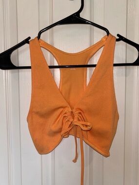 Urban Outfitters Orange Drawstring Cropped Tank Top
